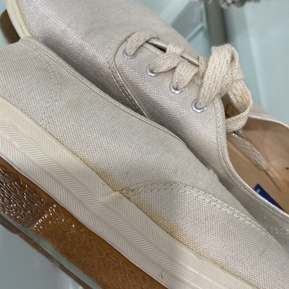 Keds Canvas Crosshatch Snicker in Cream Pearl Silver Sparkle size 10 - Picture 16 of 16